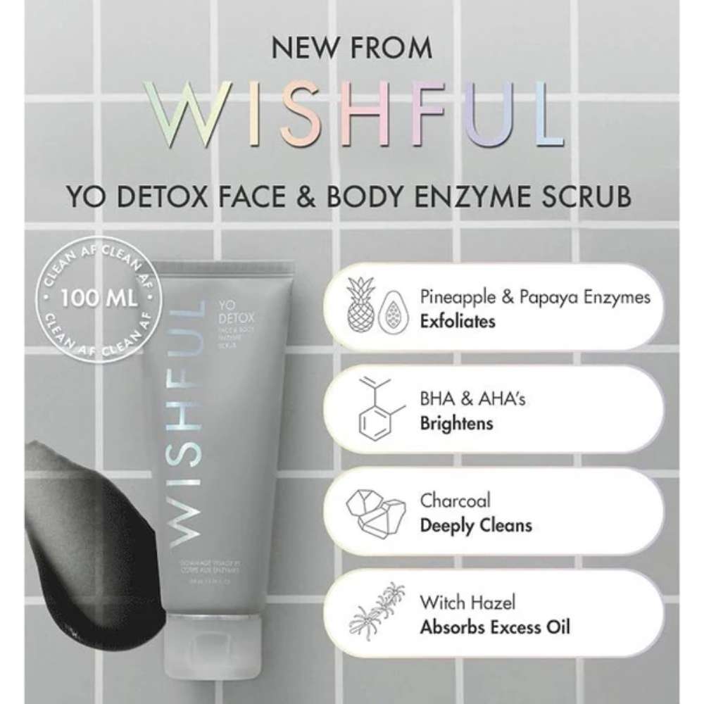 WISHFUL Yo Detox Charcoal Face & Body Enzyme Scrub