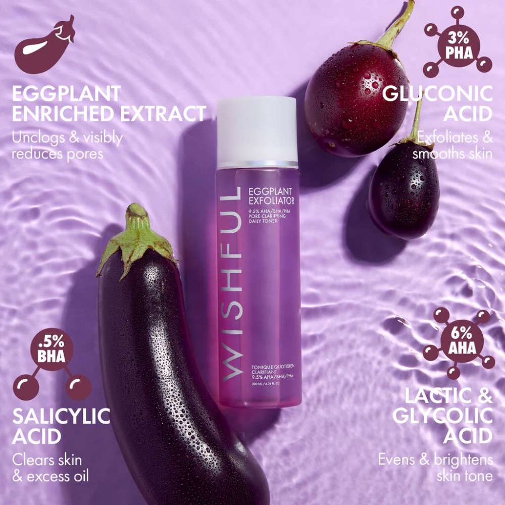 WISHFUL Eggplant Exfoliator Pore Clarifying Daily Toner
