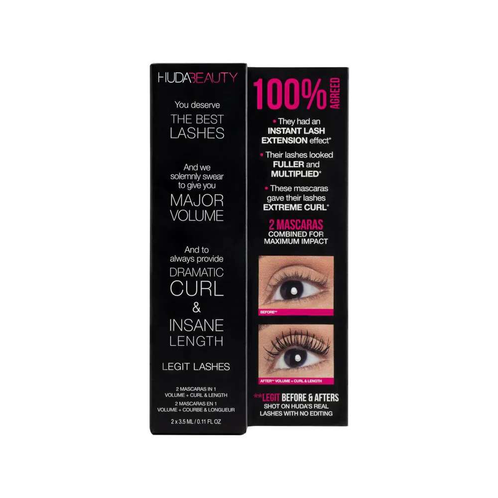 Huda Beauty LEGIT LASHES Double-Ended Volumizing and Lengthening Mascara