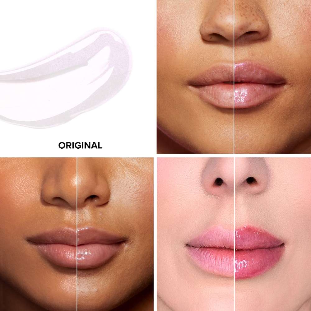 Comparison of lip products on different skin tones with 'Original' label.