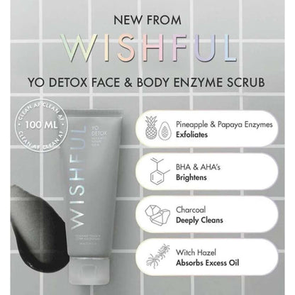 WISHFUL Yo Detox Charcoal Face & Body Enzyme Scrub