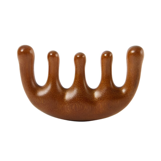 Brown wooden back scratcher on a white background