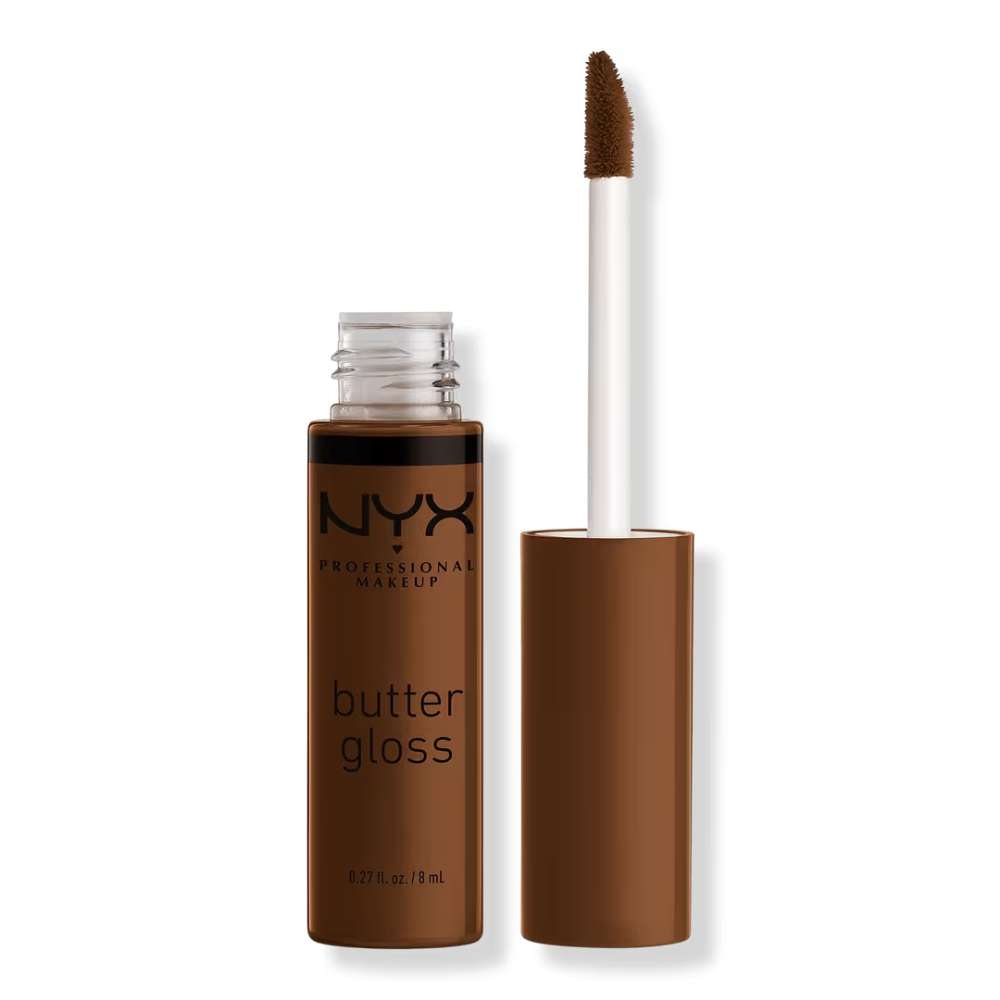 NYX Butter Gloss lip gloss with applicator on a white background