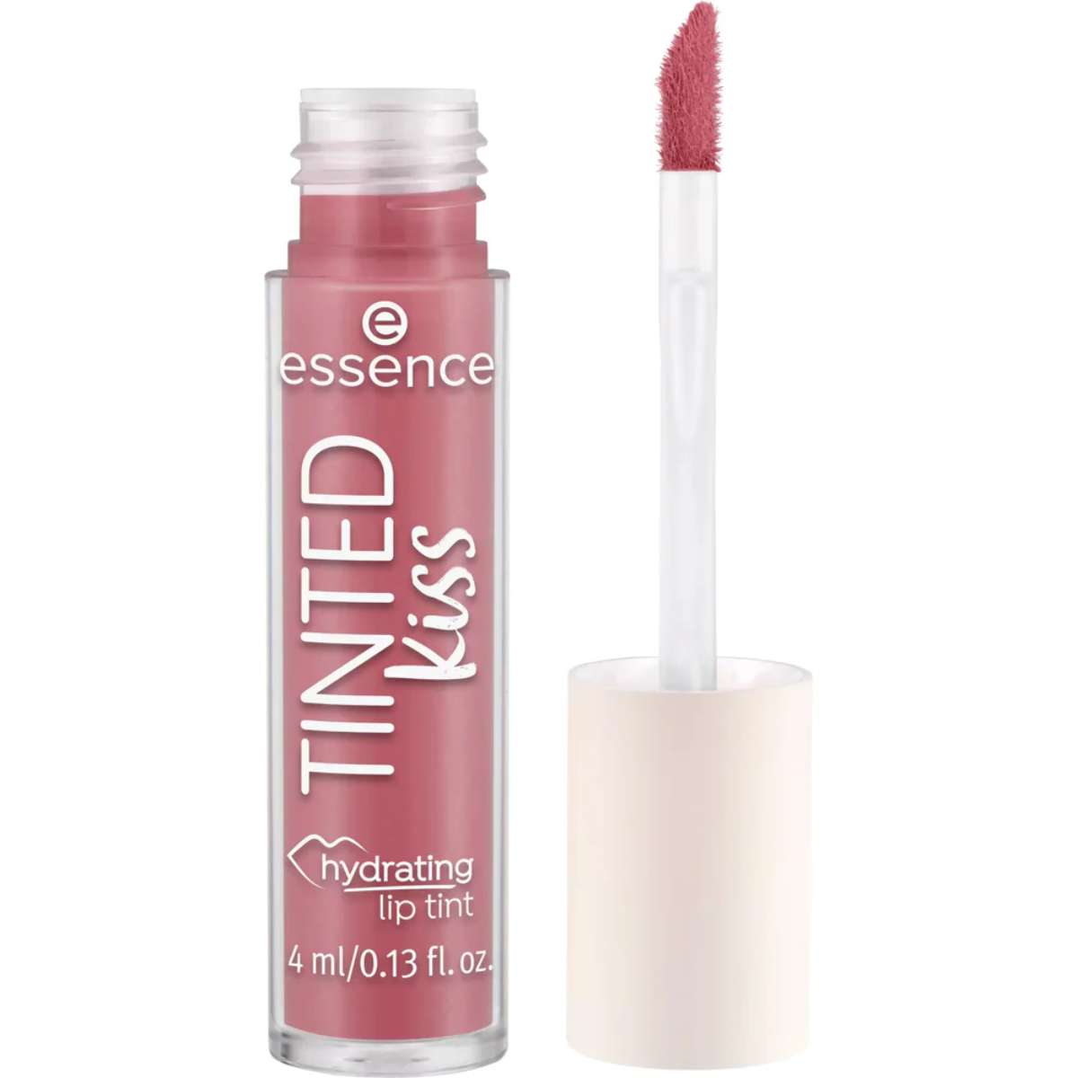 Essence Tinted Kiss lip tint with applicator on a white background