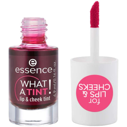 Essence lip and cheek tint with applicator on a white background