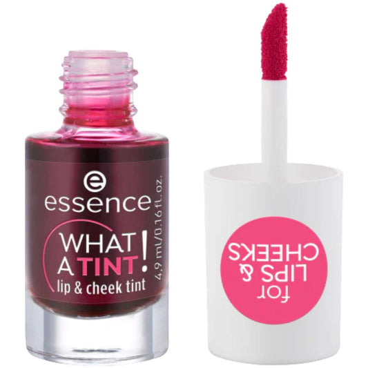 Essence lip and cheek tint with applicator on a white background