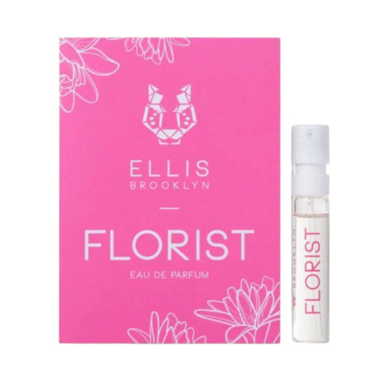 Ellis Brooklyn Florist perfume packaging with pink box and white bottle on a white background