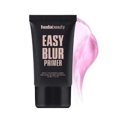 Hudabeauty Easy Blur Primer tube with pink primer on a white background