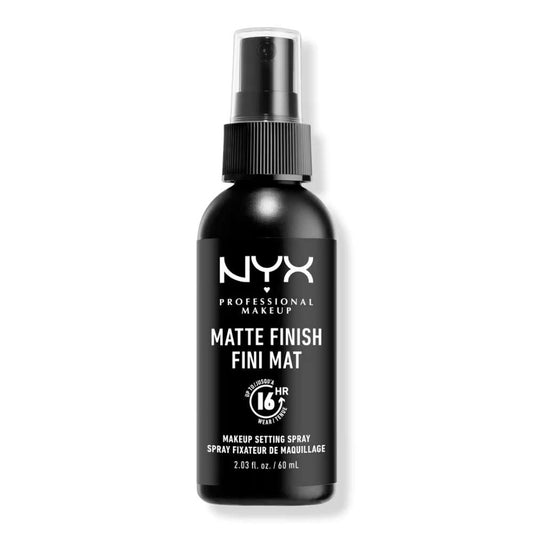 NYX Professional Makeup matte finish setting spray on a white background