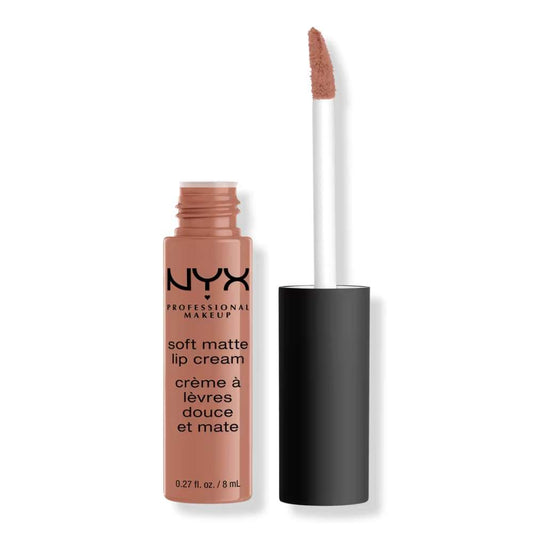 NYX soft matte lip cream with applicator on a white background