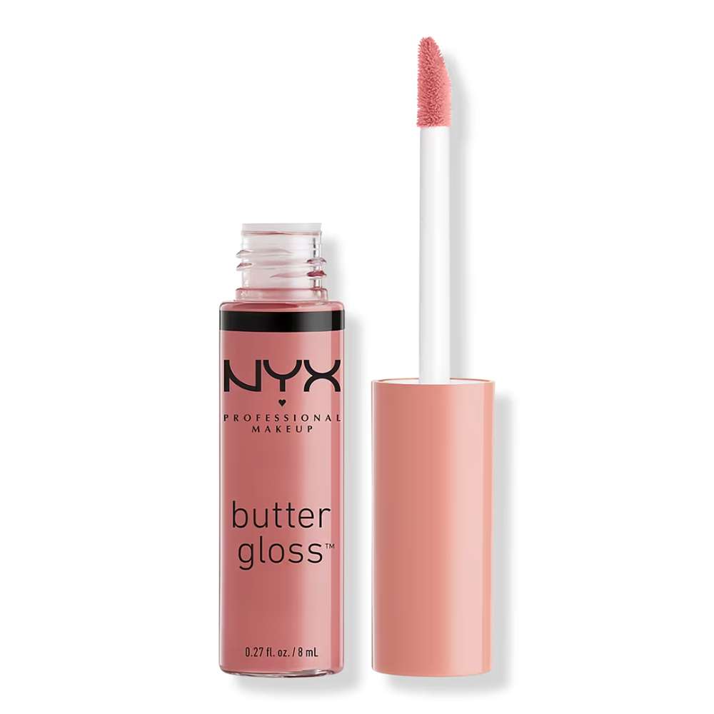 NYX Butter Gloss lip gloss with applicator on a white background