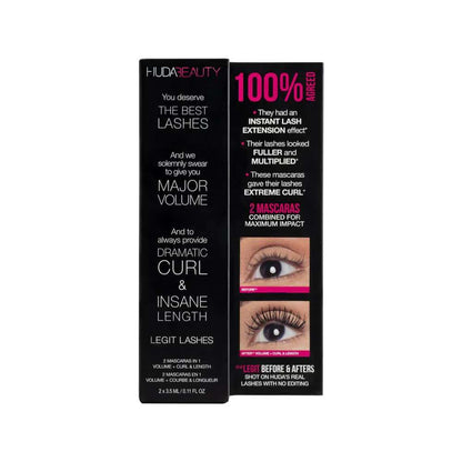 Huda Beauty LEGIT LASHES Double-Ended Volumizing and Lengthening Mascara
