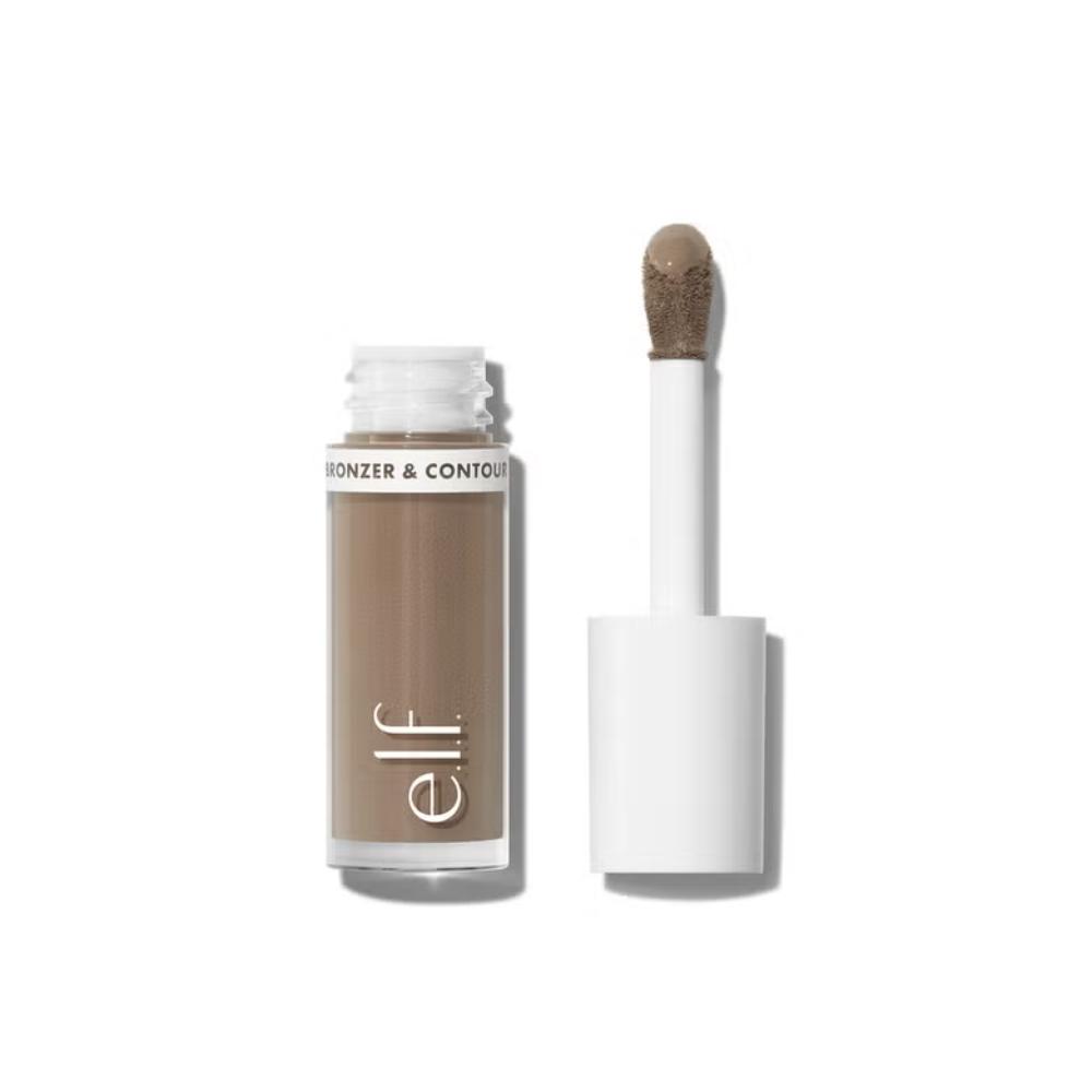 Bronzer and contour product with applicator on a white background