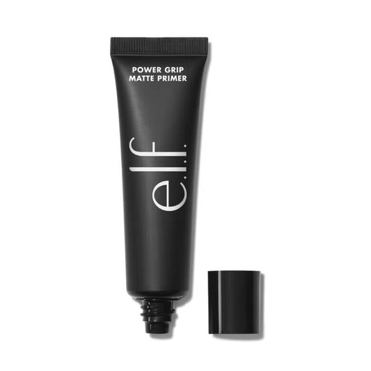 Black tube of e.l.f. Power Grip Matte Primer on a white background