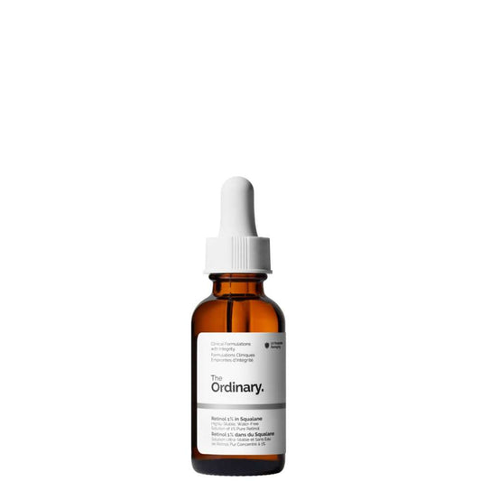 The Ordinary skincare serum bottle with dropper on a white background