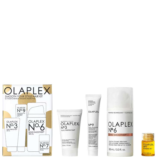 Olaplex hair care product set on a white background