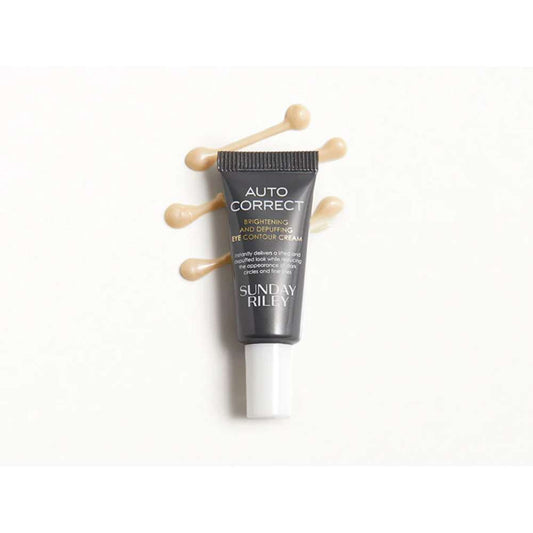 Skincare product tube labeled 'Auto Correct' by Sunday Riley on a white background