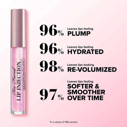 Lip gloss with text on a pink background